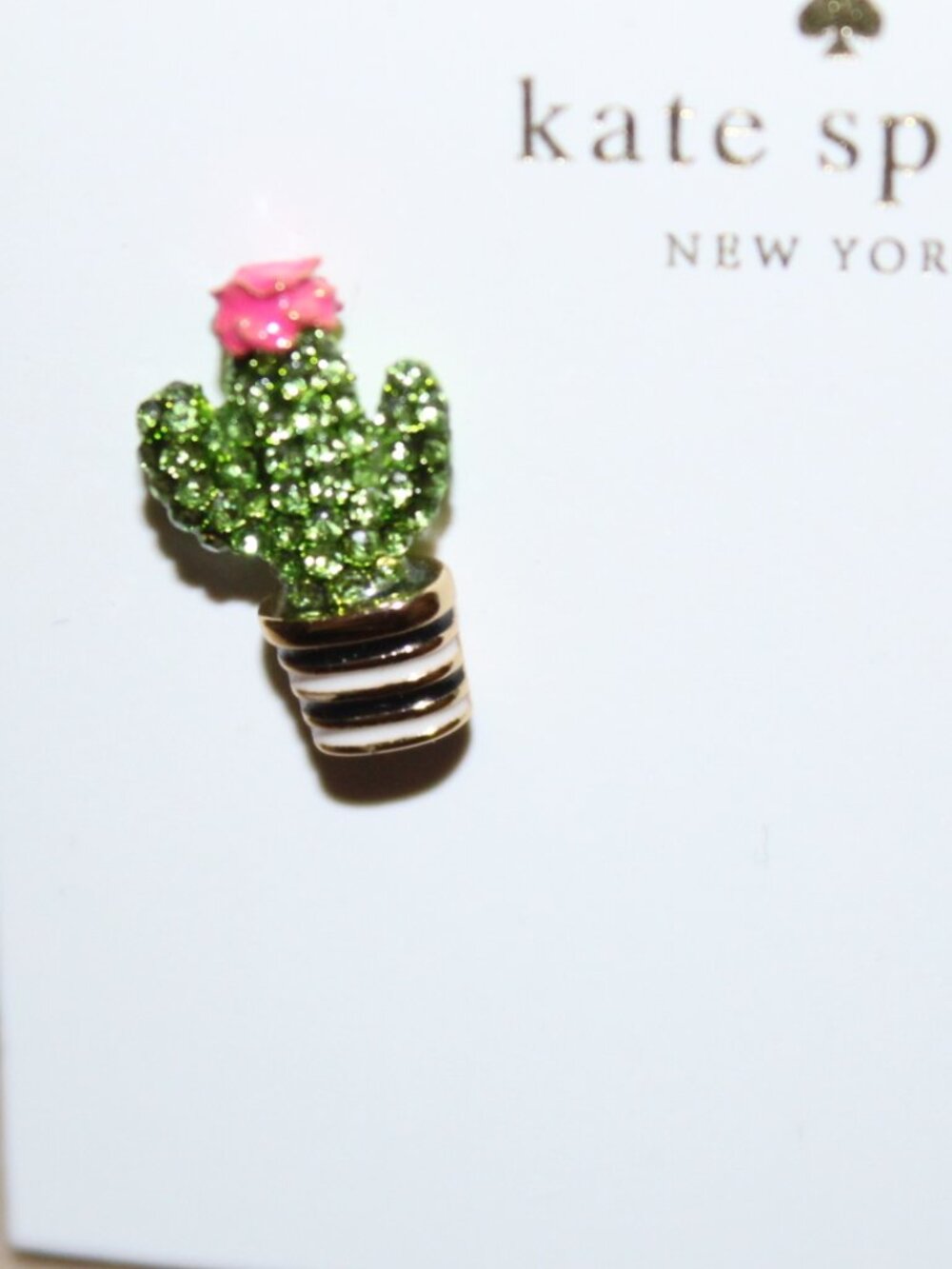 NWT Kate Spade Scenic Route Gold Plated Pave Cactus Necklace & Stud Earrings Set - Picture 10 of 12